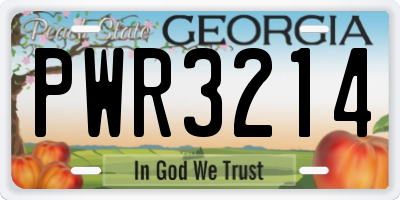 GA license plate PWR3214