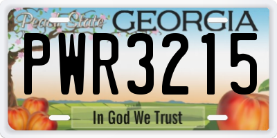 GA license plate PWR3215