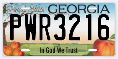 GA license plate PWR3216