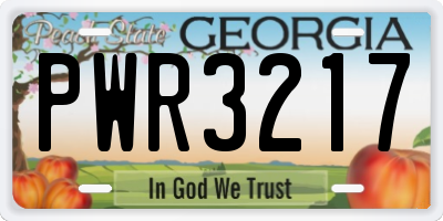 GA license plate PWR3217