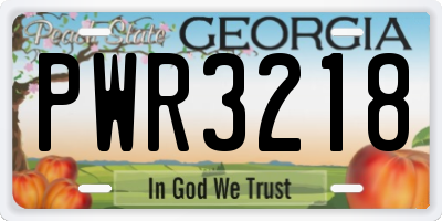 GA license plate PWR3218