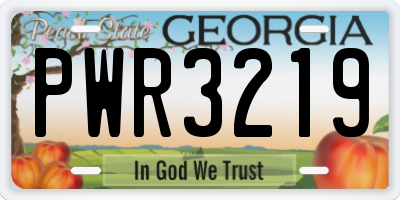 GA license plate PWR3219