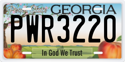 GA license plate PWR3220