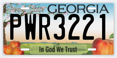 GA license plate PWR3221