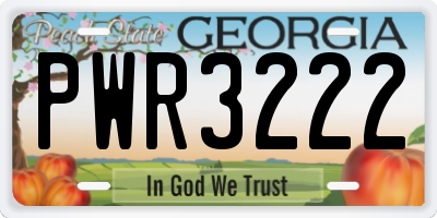 GA license plate PWR3222
