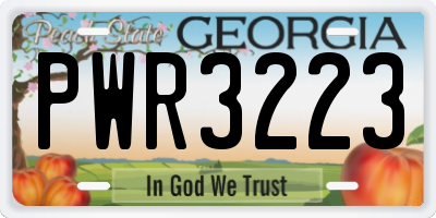GA license plate PWR3223