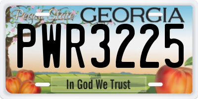 GA license plate PWR3225