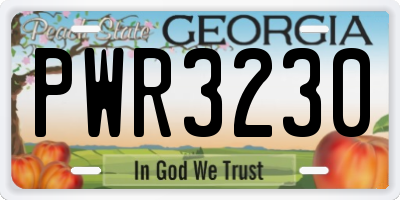 GA license plate PWR3230