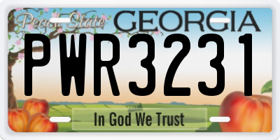 GA license plate PWR3231