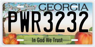 GA license plate PWR3232