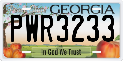 GA license plate PWR3233