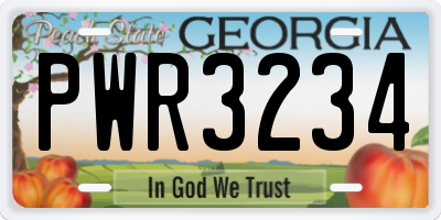GA license plate PWR3234