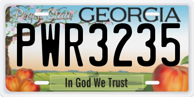 GA license plate PWR3235
