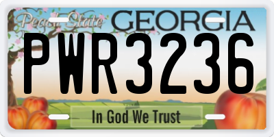 GA license plate PWR3236