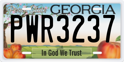 GA license plate PWR3237