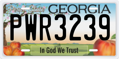 GA license plate PWR3239