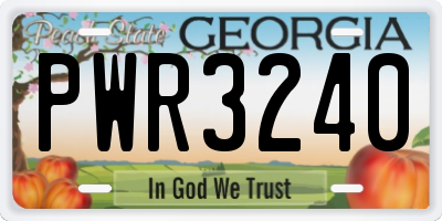 GA license plate PWR3240