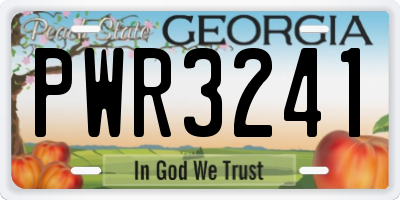 GA license plate PWR3241