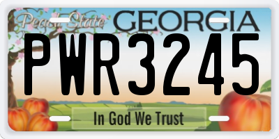 GA license plate PWR3245