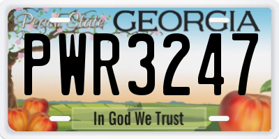 GA license plate PWR3247
