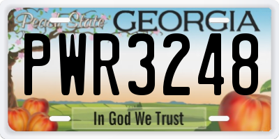 GA license plate PWR3248