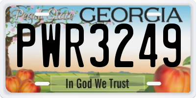 GA license plate PWR3249