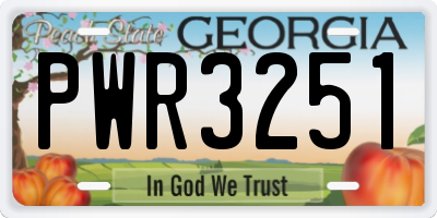 GA license plate PWR3251