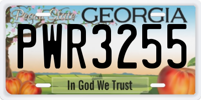 GA license plate PWR3255