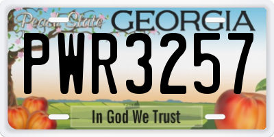 GA license plate PWR3257