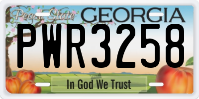GA license plate PWR3258