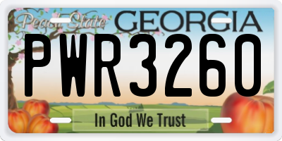 GA license plate PWR3260