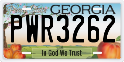 GA license plate PWR3262