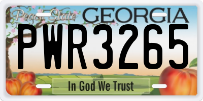 GA license plate PWR3265