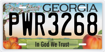 GA license plate PWR3268