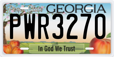 GA license plate PWR3270