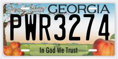 GA license plate PWR3274
