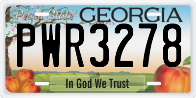GA license plate PWR3278
