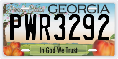 GA license plate PWR3292