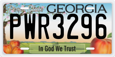 GA license plate PWR3296
