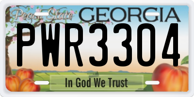 GA license plate PWR3304