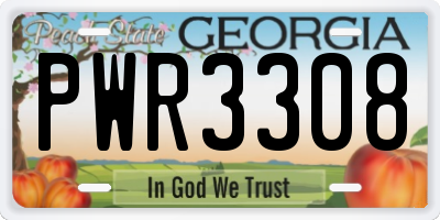 GA license plate PWR3308