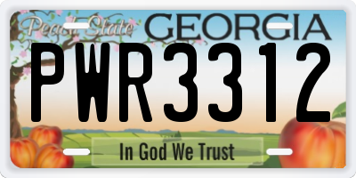 GA license plate PWR3312