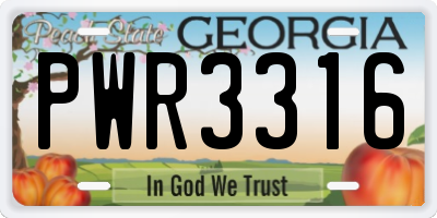 GA license plate PWR3316