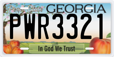 GA license plate PWR3321