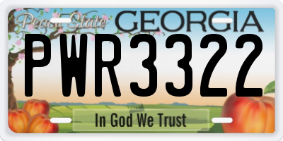 GA license plate PWR3322