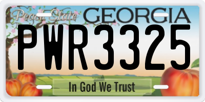 GA license plate PWR3325