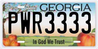 GA license plate PWR3333