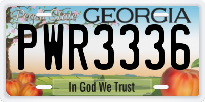 GA license plate PWR3336