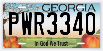 GA license plate PWR3340