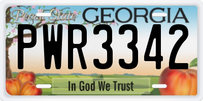 GA license plate PWR3342